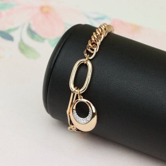 Chunky Rose Gold Chain Bracelet with Dangle Charm Accent, XPBL0722 - Picture 9 of 12